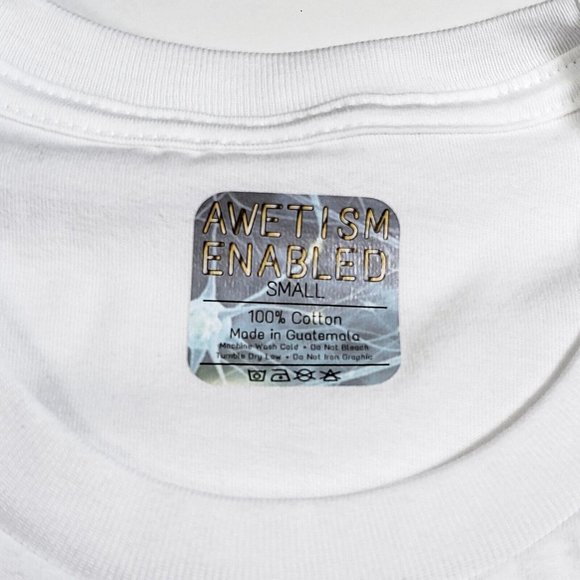 AWETISM ENABLED T-Shirt Men's Unisex Autism Support Awareness White  AWE3001-100 - Picture 9 of 9